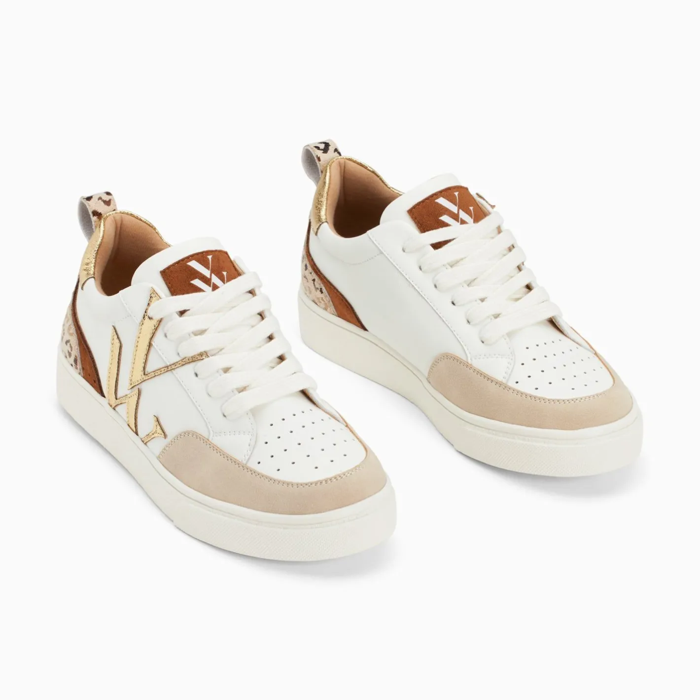 Vanessa Wu Baskets Monogramme Luna Blanc Et Or Clearance