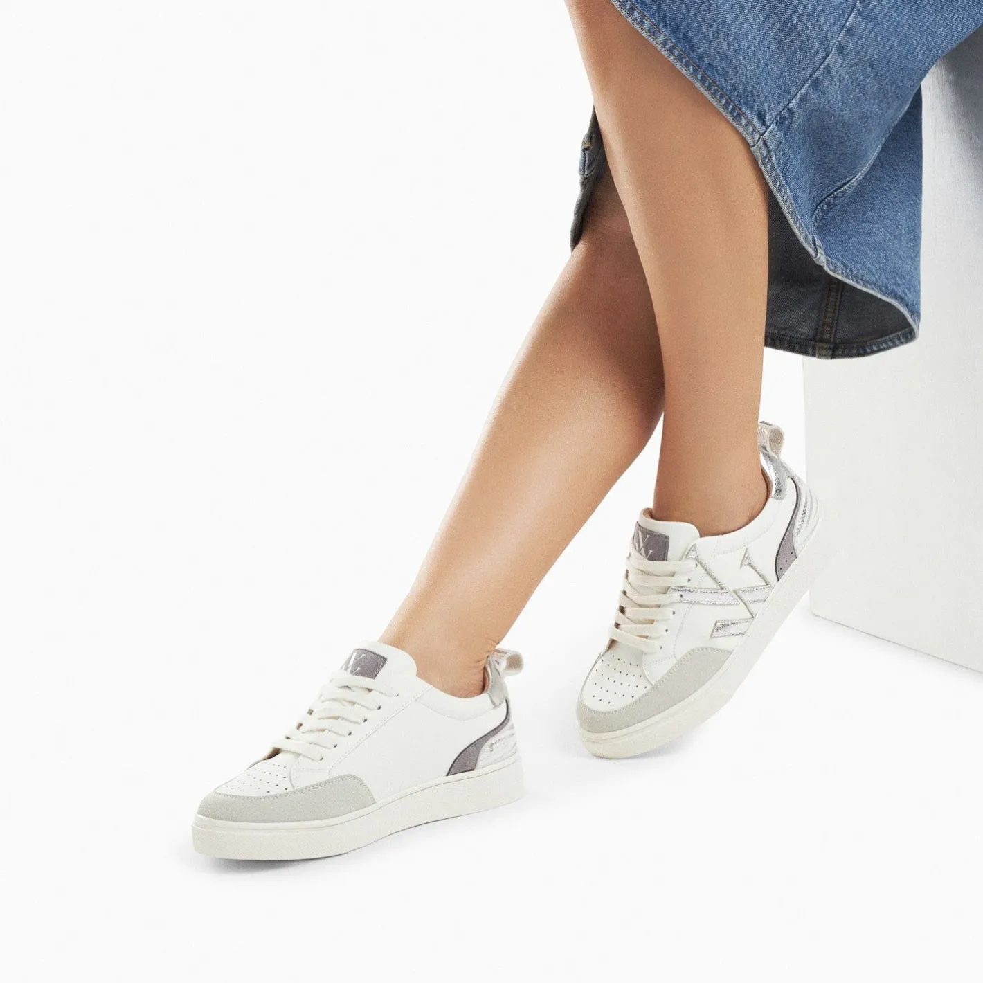 Vanessa Wu Baskets Monogramme Luna Blanc Et Argent Best