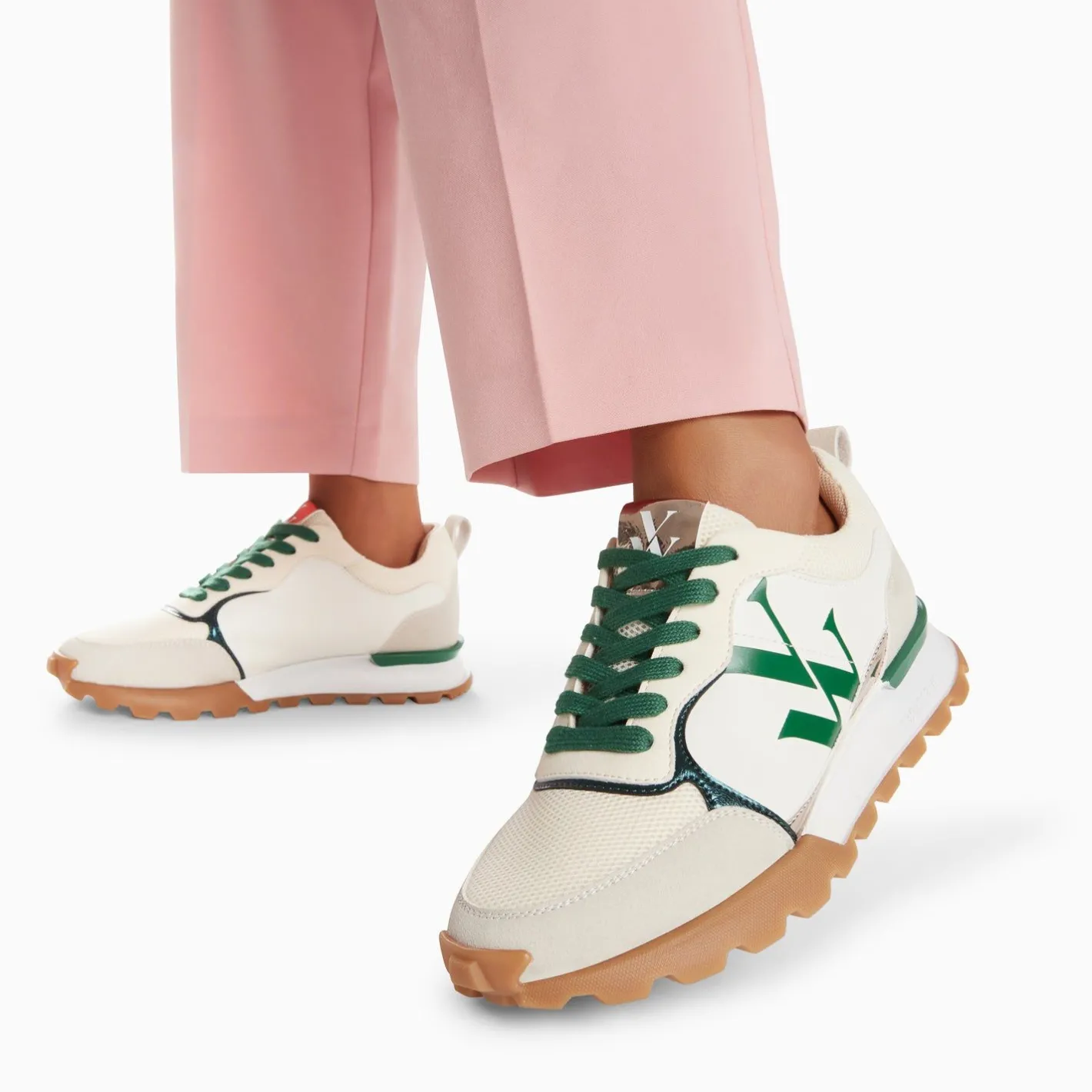 Vanessa Wu Baskets Monogramme Ombeline Vertes A Semelle Running Discount
