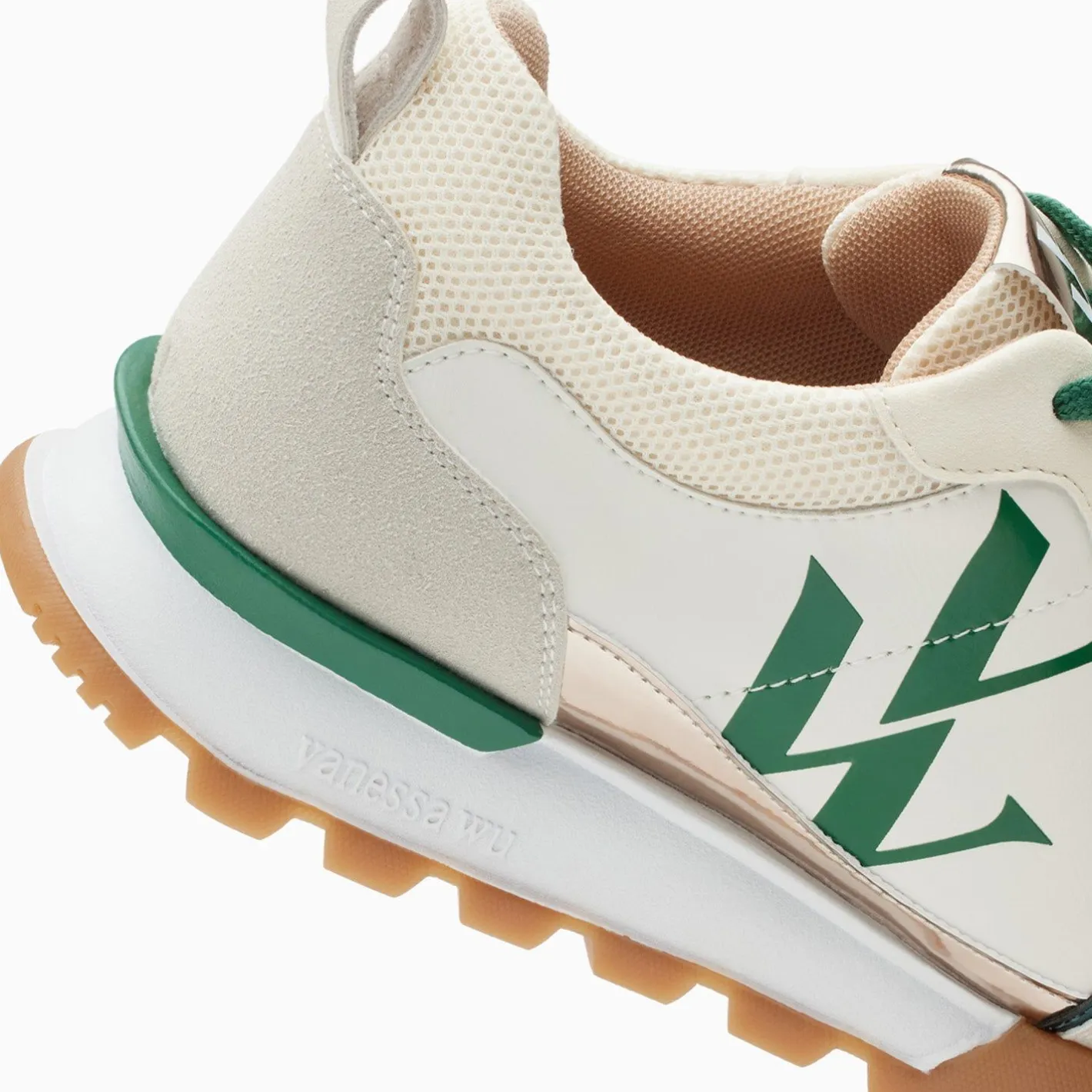 Vanessa Wu Baskets Monogramme Ombeline Vertes A Semelle Running Discount