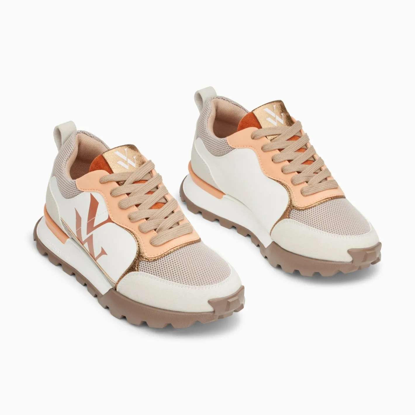 Vanessa Wu Baskets Monogramme Ombeline Orange A Semelle Running Sale