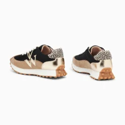 Vanessa Wu Baskets Monogramme Pia Beige Et Noir A Semelle Running Hot