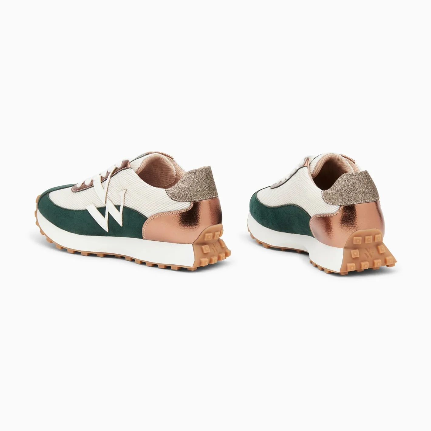 Vanessa Wu Baskets Monogramme Pia Ivoire Et Vert A Semelle Running Hot