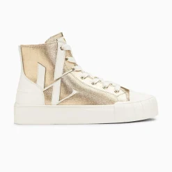 Vanessa Wu Baskets Monogramme Pina Montantes Or Et Blanc