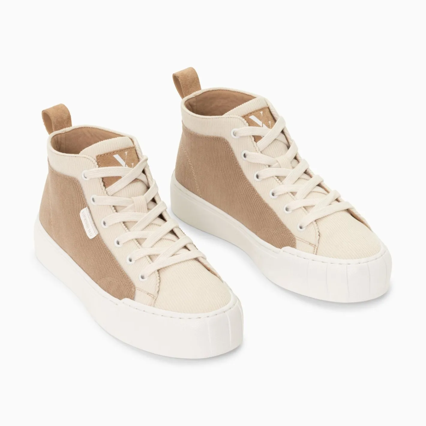 Vanessa Wu Baskets Montantes Clarisse Cotelees Beige Et Taupe Discount