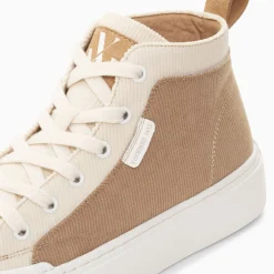 Vanessa Wu Baskets Montantes Clarisse Cotelees Beige Et Taupe Discount