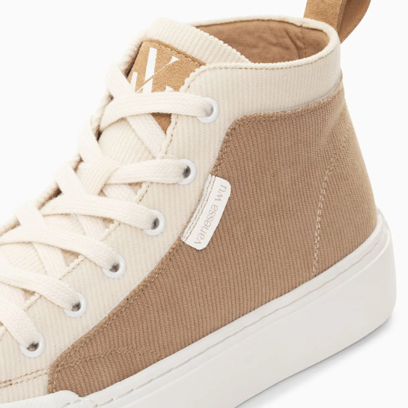 Vanessa Wu Baskets Montantes Clarisse Cotelees Beige Et Taupe Discount
