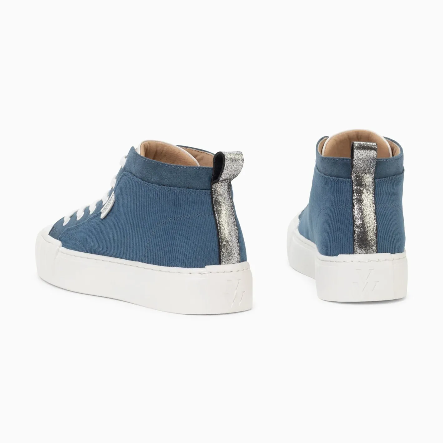 Vanessa Wu Baskets Montantes Clarisse Cotelees Bleu Et Blanc Outlet