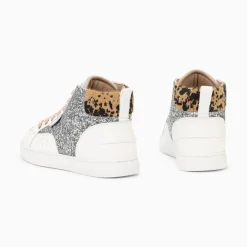 Vanessa Wu Baskets Montantes Gwen A Paillettes Argent Et Lacets Vieux Rose Hot