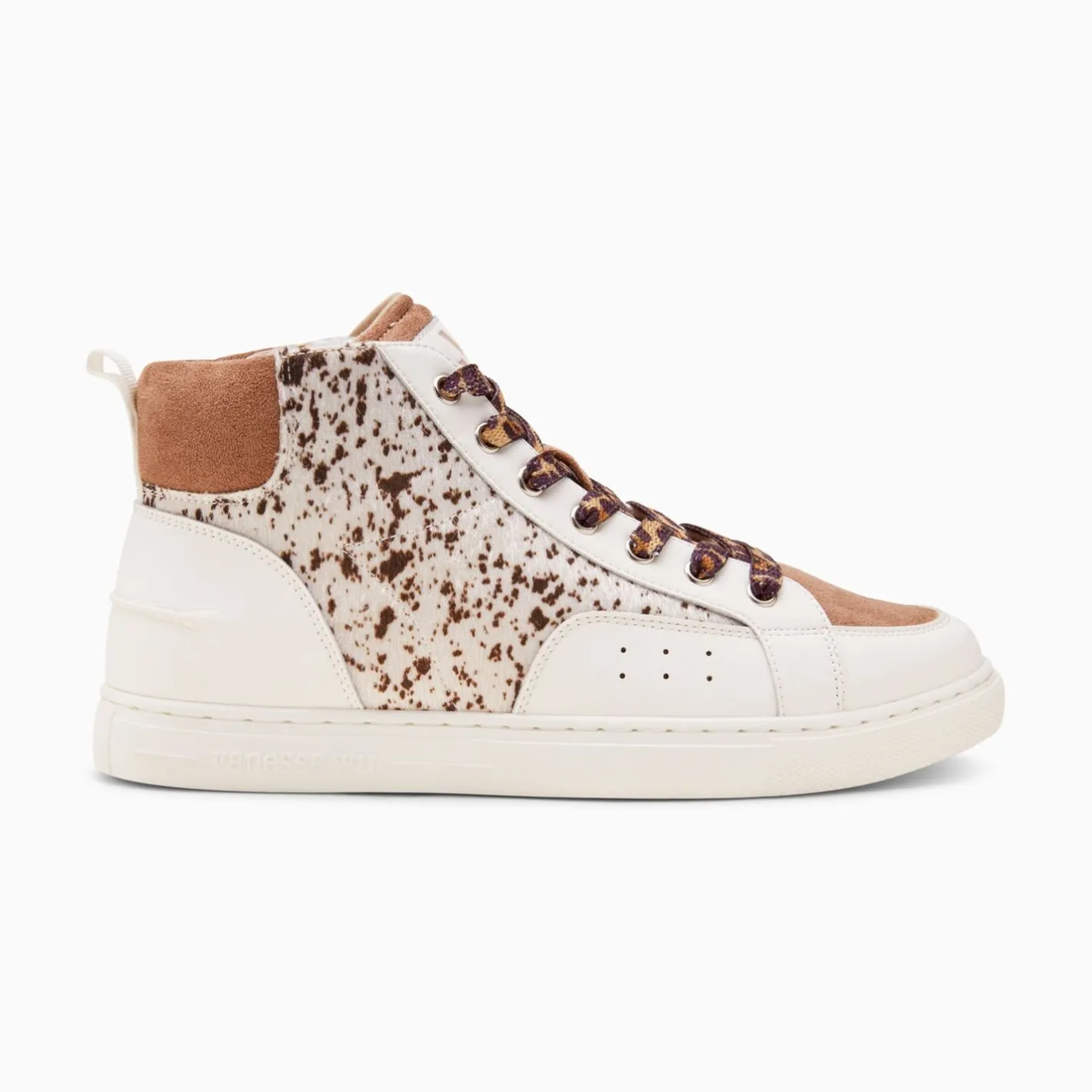 Vanessa Wu Baskets Montantes Gwen Blanc Et Marron A Lacets Leopard Sale