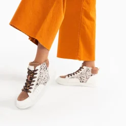 Vanessa Wu Baskets Montantes Gwen Blanc Et Marron A Lacets Leopard Sale