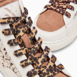 Vanessa Wu Baskets Montantes Gwen Blanc Et Marron A Lacets Leopard Sale