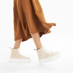 Vanessa Wu Baskets Montantes Madeline Beiges A Semelle Plateforme