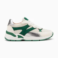 Vanessa Wu Baskets Montorgueil Blanc Casse Et Vert A Lacets Online