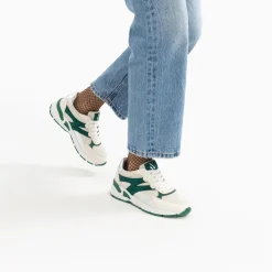 Vanessa Wu Baskets Montorgueil Blanc Casse Et Vert A Lacets Online
