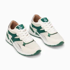 Vanessa Wu Baskets Montorgueil Blanc Casse Et Vert A Lacets Online