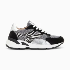 Vanessa Wu Baskets Montorgueil Noir Et Zebre A Lacets