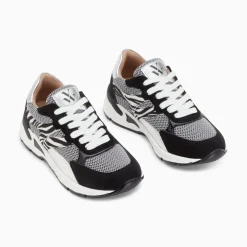 Vanessa Wu Baskets Montorgueil Noir Et Zebre A Lacets