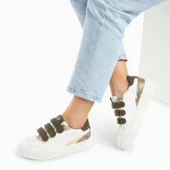 Vanessa Wu Baskets Nahia Blanc Et Or A Scratchs Kaki Best