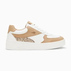 Vanessa Wu Baskets Nassita Beige Et Rose Gold A Lacets Sale