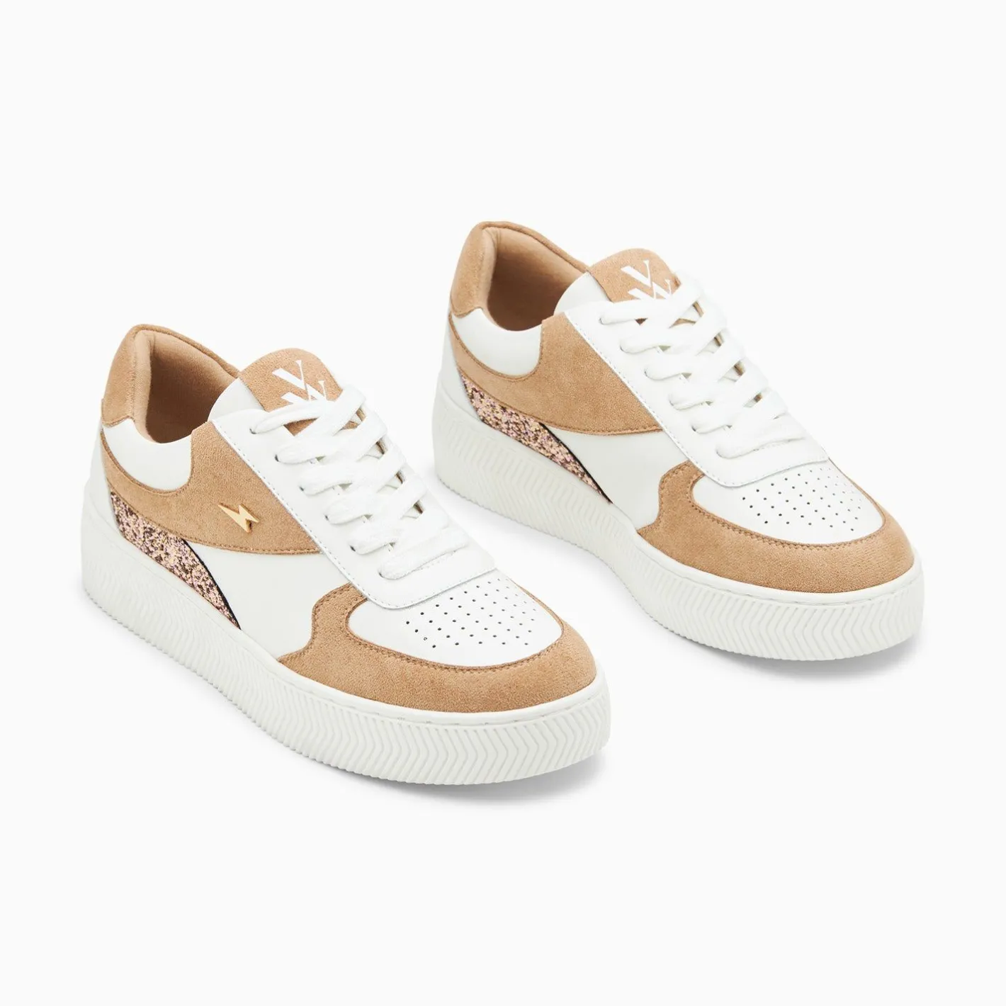 Vanessa Wu Baskets Nassita Beige Et Rose Gold A Lacets Sale
