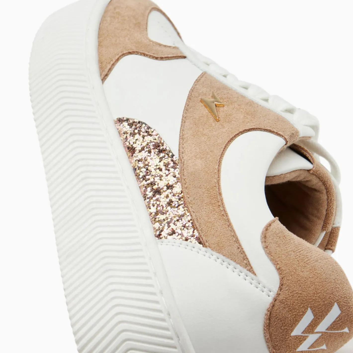 Vanessa Wu Baskets Nassita Beige Et Rose Gold A Lacets Sale