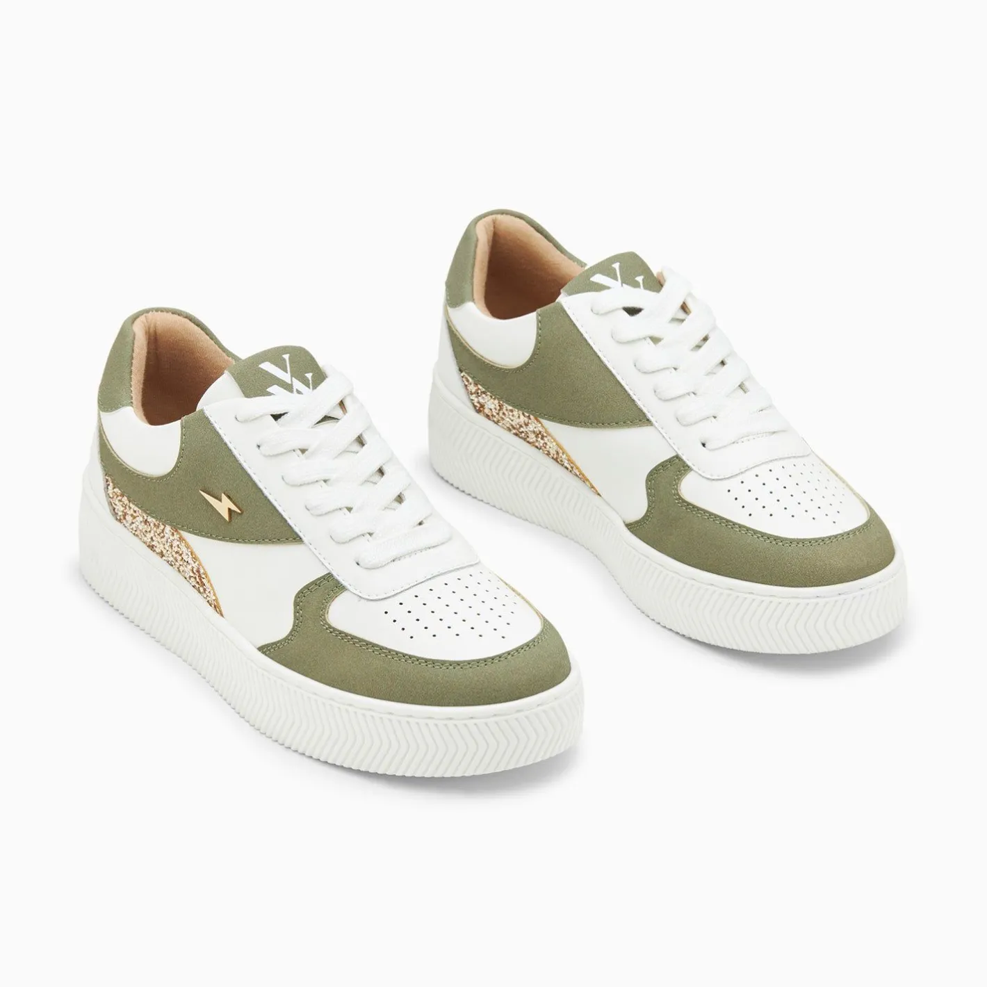 Vanessa Wu Baskets Nassita Kaki Et Or A Lacets Discount