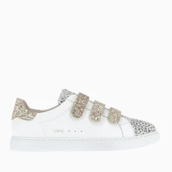Vanessa Wu Baskets Nour Blanc Et Imprime Leopard A Scratchs Or Outlet