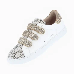 Vanessa Wu Baskets Nour Blanc Et Imprime Leopard A Scratchs Or Outlet
