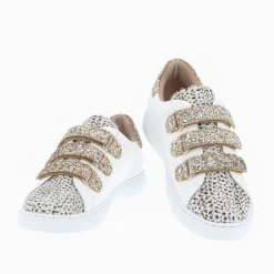 Vanessa Wu Baskets Nour Blanc Et Imprime Leopard A Scratchs Or Outlet
