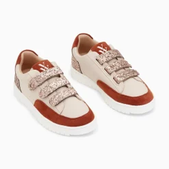 Vanessa Wu Baskets Paloma Nude Et Marron A Scratchs Glitter Clearance
