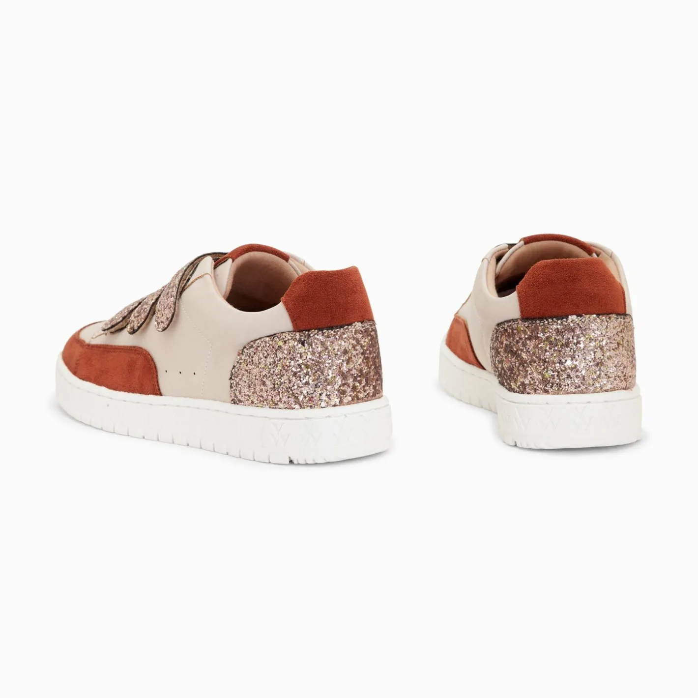 Vanessa Wu Baskets Paloma Nude Et Marron A Scratchs Glitter Clearance