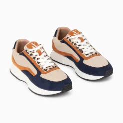 Vanessa Wu Baskets Pekka Bleu Nuit Et Beige A Semelle Running Sale