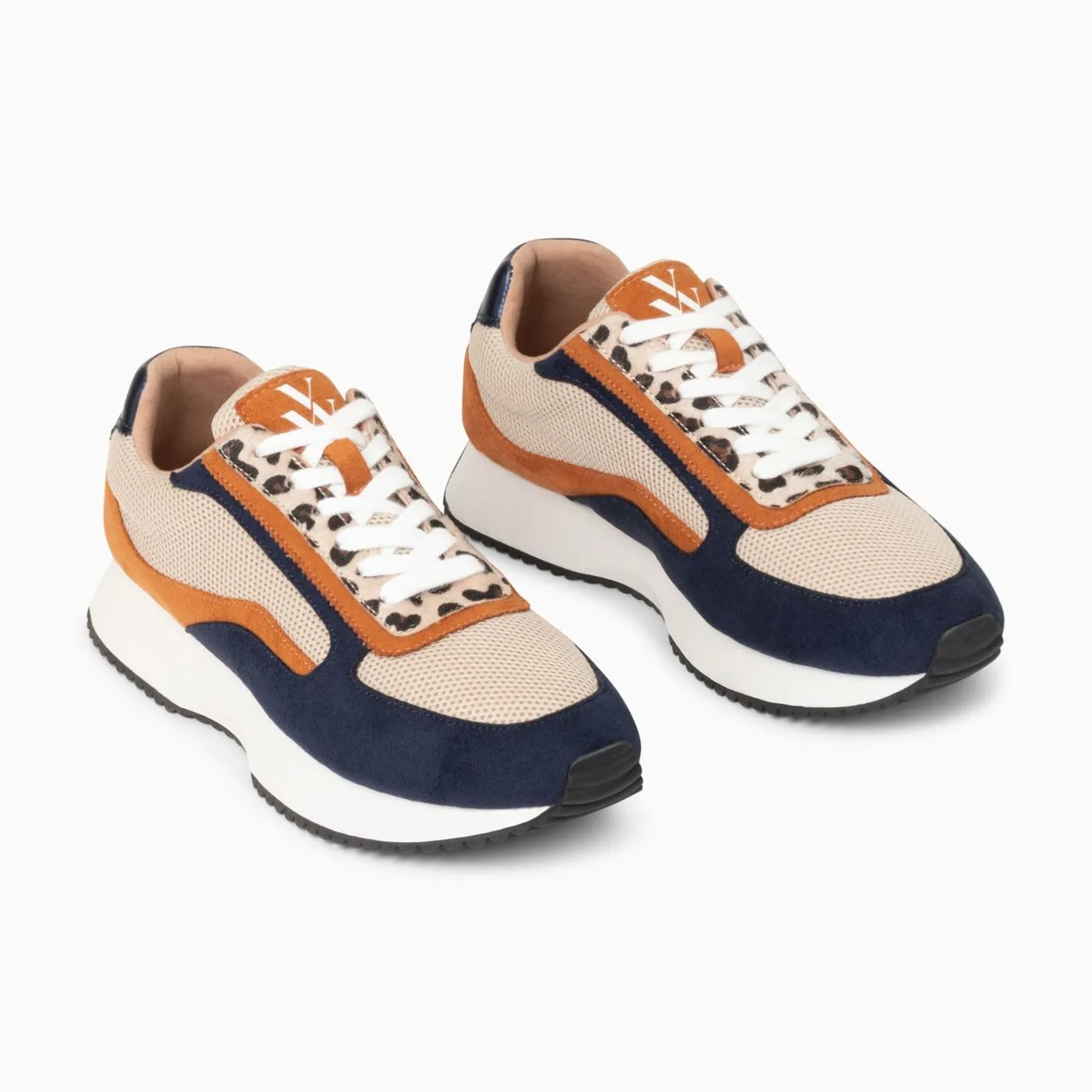 Vanessa Wu Baskets Pekka Bleu Nuit Et Beige A Semelle Running Sale