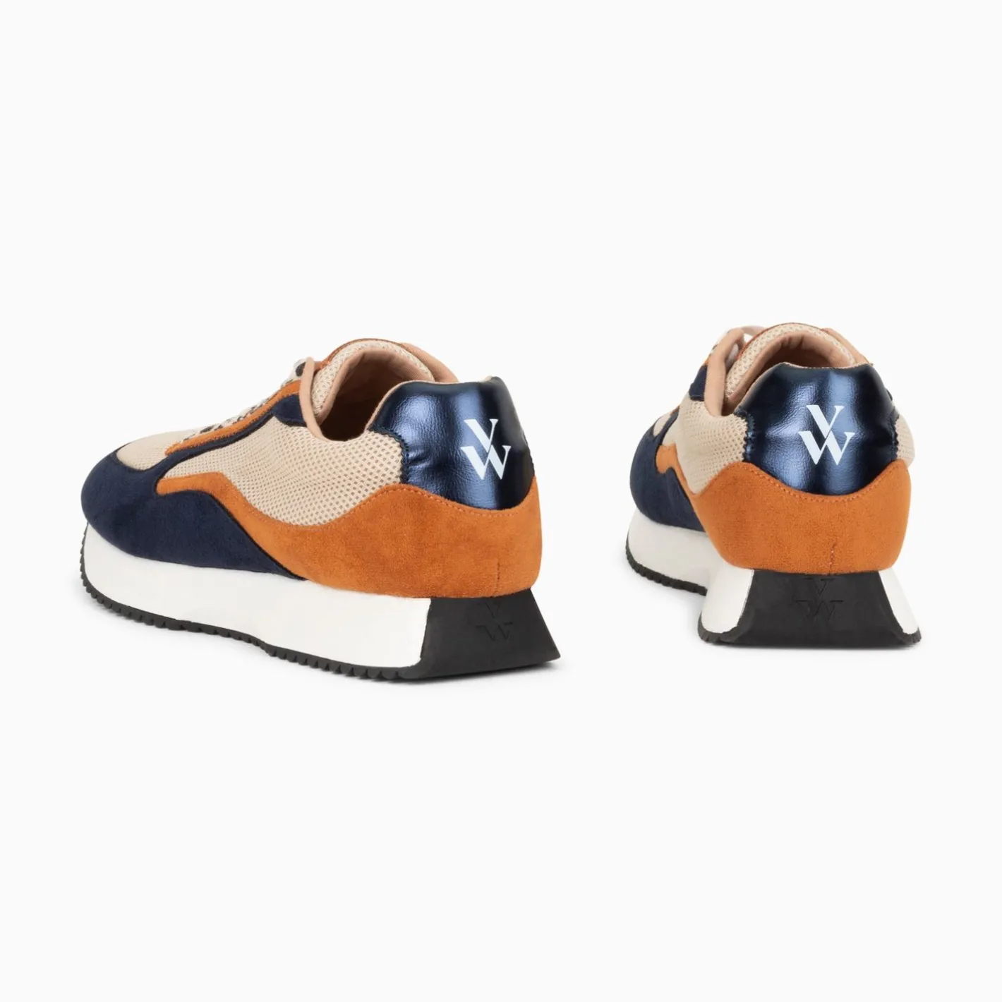 Vanessa Wu Baskets Pekka Bleu Nuit Et Beige A Semelle Running Sale