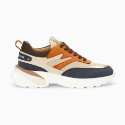 Vanessa Wu Baskets Ruth Bleu, Beige Et Orange A Semelle Oversize Clearance