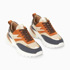 Vanessa Wu Baskets Ruth Bleu, Beige Et Orange A Semelle Oversize Clearance