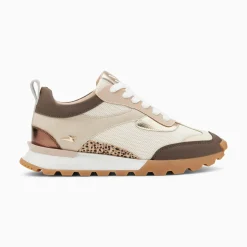 Vanessa Wu Baskets Samantha Beige Et Marron A Semelle Running Outlet