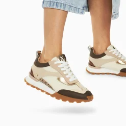 Vanessa Wu Baskets Samantha Beige Et Marron A Semelle Running Outlet