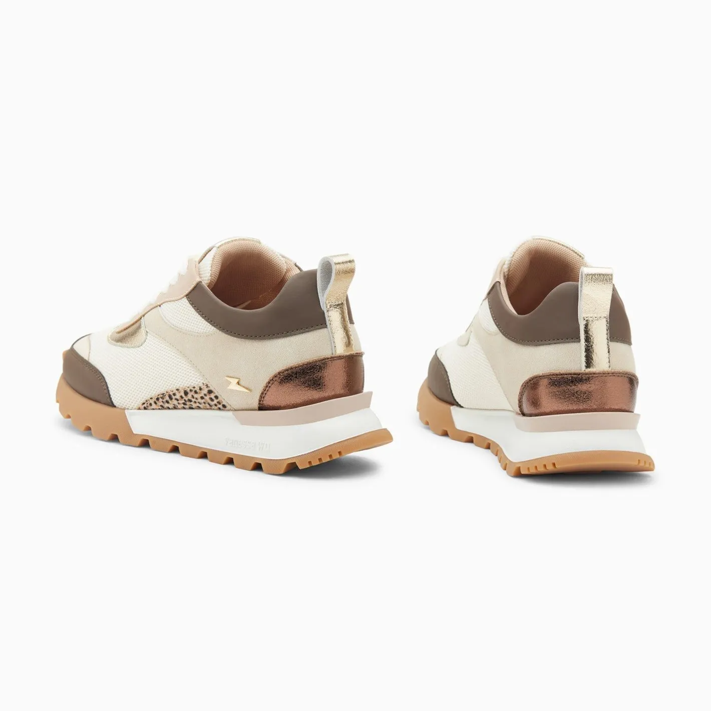 Vanessa Wu Baskets Samantha Beige Et Marron A Semelle Running Outlet