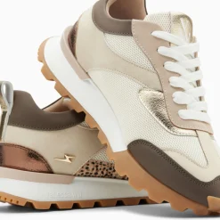 Vanessa Wu Baskets Samantha Beige Et Marron A Semelle Running Outlet