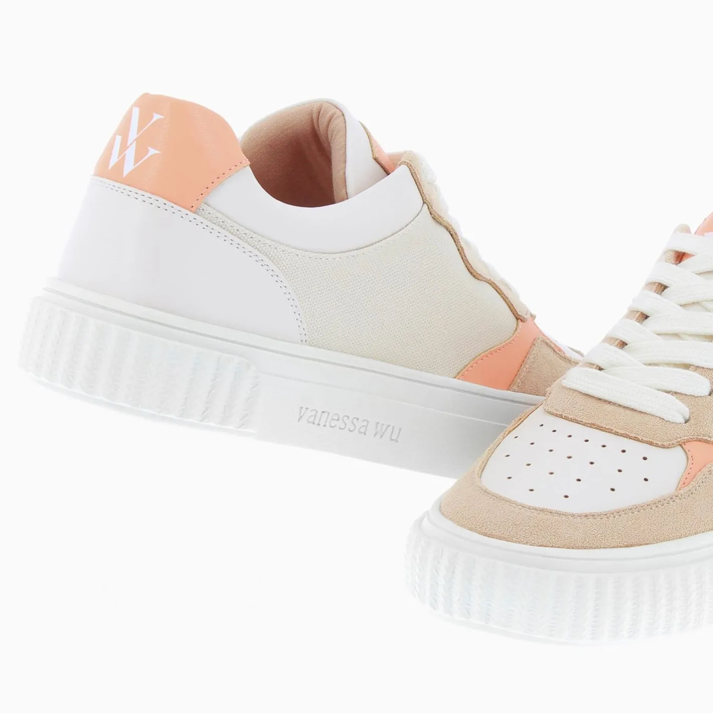 Vanessa Wu Baskets Sara En Toile Beige A Details Peche Sale
