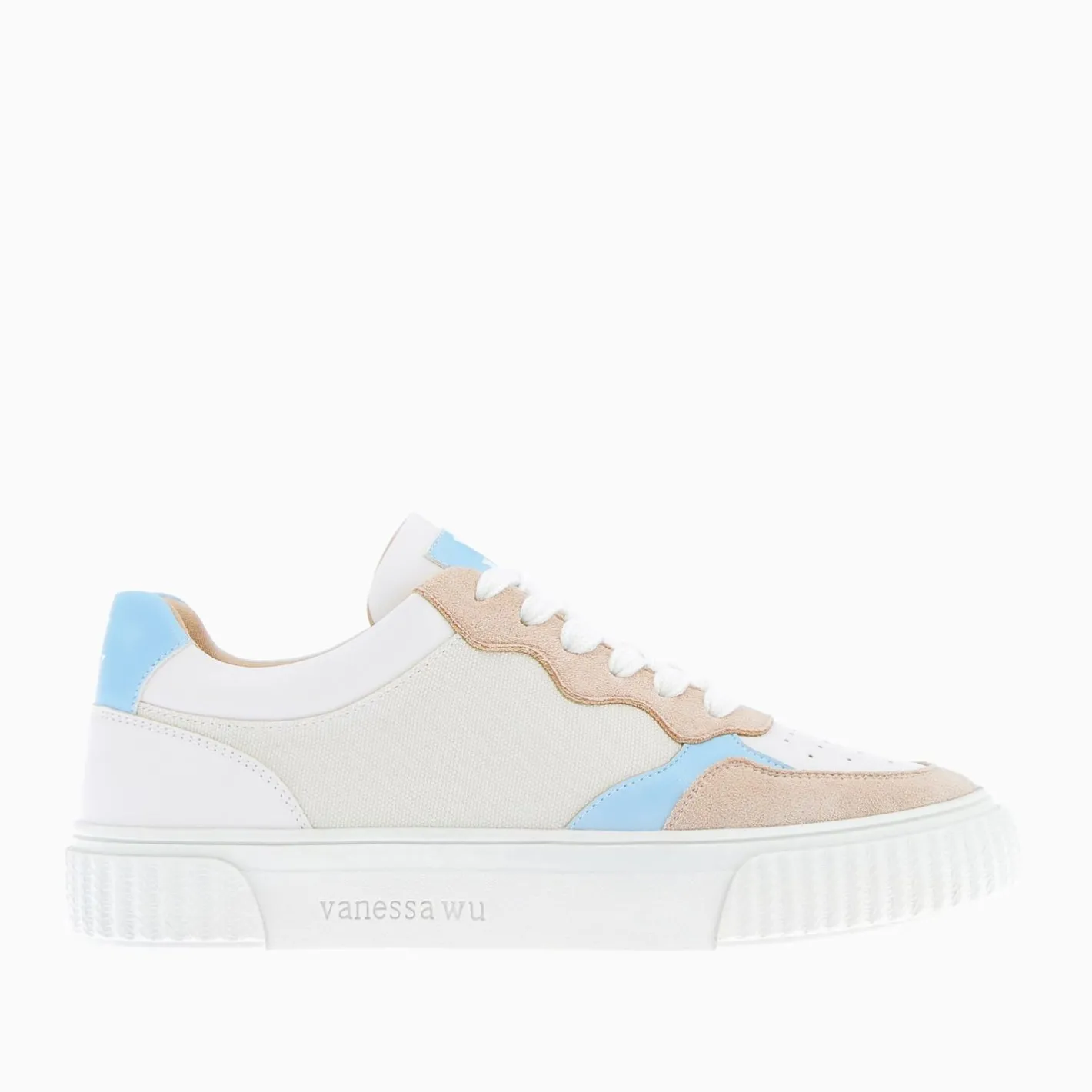 Vanessa Wu Baskets Sara En Toile Beige A Details Bleu Clair Hot