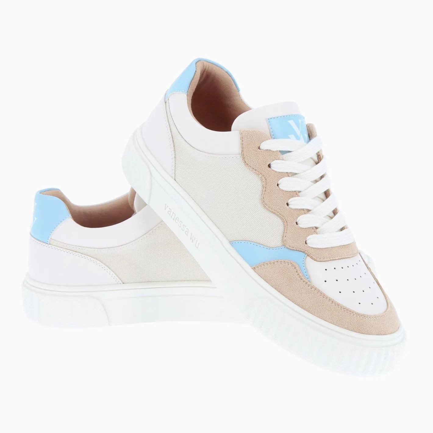 Vanessa Wu Baskets Sara En Toile Beige A Details Bleu Clair Hot