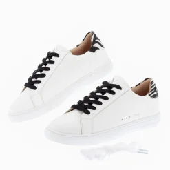 Vanessa Wu Baskets Steph Blanc Et Imprime Zebre A Lacets Noirs Outlet