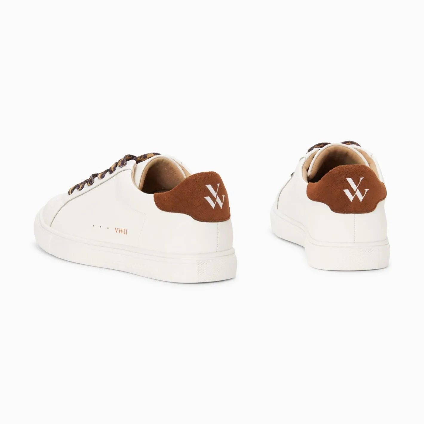 Vanessa Wu Baskets Steph Blanc Et Marron A Lacets Leopard Outlet