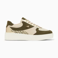 Vanessa Wu Baskets Theonie Beige Et Kaki A Lacets Best