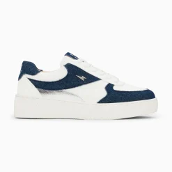 Vanessa Wu Baskets Theonie Blanc Et Denim A Lacets Best