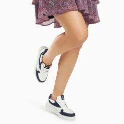 Vanessa Wu Baskets Theonie Blanc Et Denim A Lacets Best