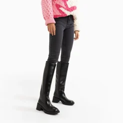 Vanessa Wu Bottes De Pluie Solaine Noires A Talon Crante Discount